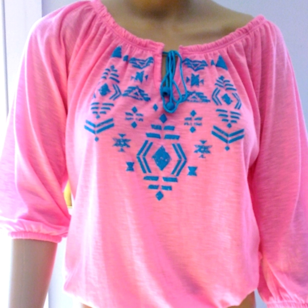 Pink peasant top size S